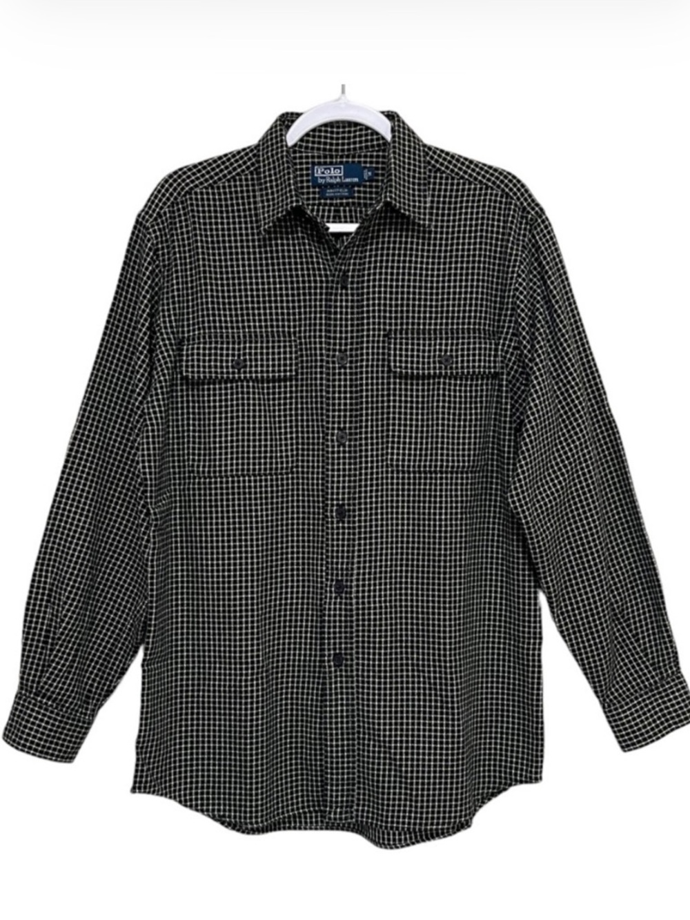 Polo Ralph Lauren Whitfield Shirt Black Check Thick 100% Cotton Soft Comfy Men M